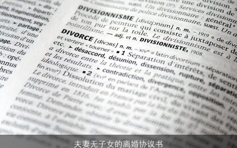 夫妻无子女的离婚协议书