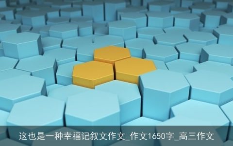 这也是一种幸福记叙文作文_作文1650字_高三作文